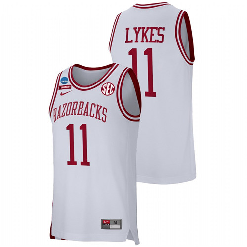 Men Arkansas Razorbacks Chris Lykes Retro Basketball Jersey White