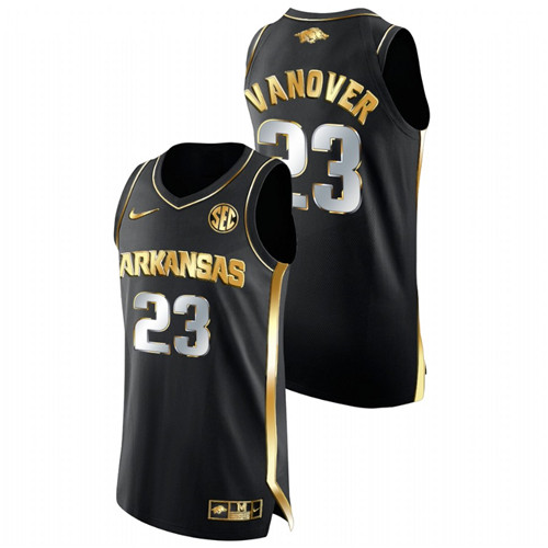 Men Arkansas Razorbacks Connor Vanover Golden Edition College Basketball Jersey Black