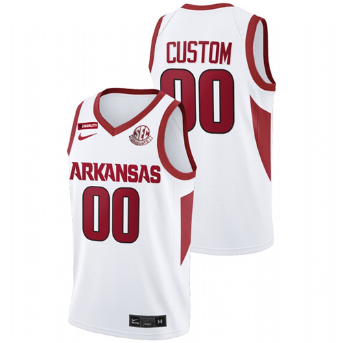 Men Arkansas Razorbacks Custom 2022 College Basketball Jersey White