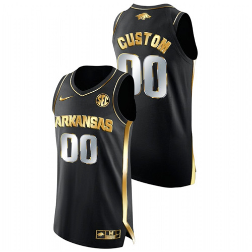 Men Arkansas Razorbacks Custom Golden Edition College Basketball Jersey Black