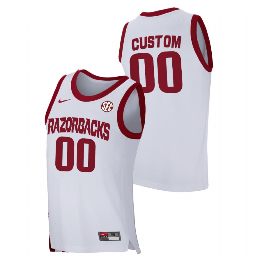 Men Arkansas Razorbacks Custom Home 2021 March Madness Jersey White