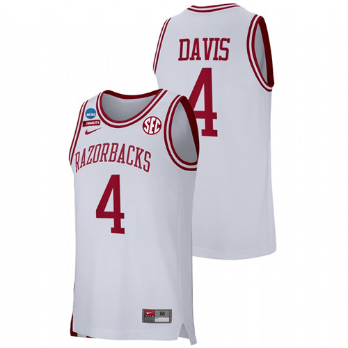 Men Arkansas Razorbacks Davonte Davis Retro Basketball Jersey White