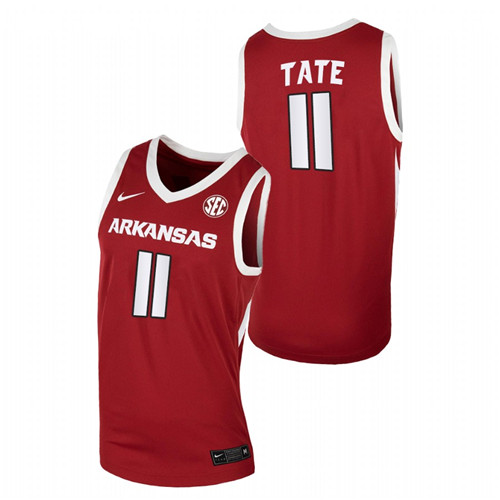 Men Arkansas Razorbacks Jalen Tate Away Jersey Cardinal