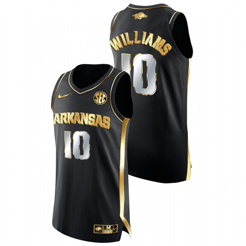 Men Arkansas Razorbacks Jaylin Williams Golden Edition College Basketball Jersey Black