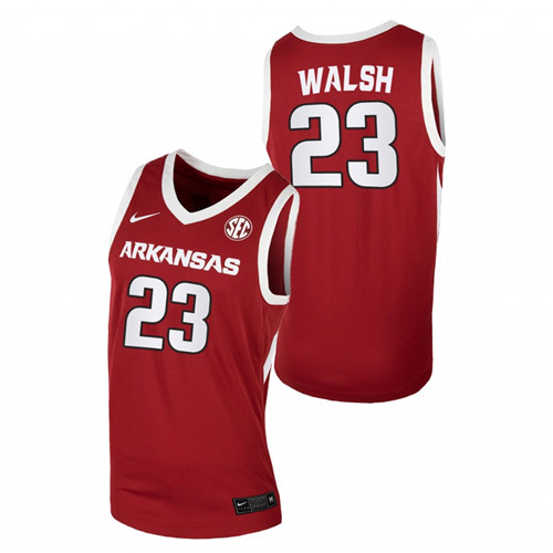 Men Arkansas Razorbacks Jordan Walsh 2022-23 Jersey Cardinal
