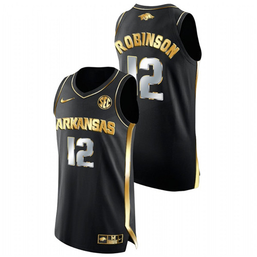 Men Arkansas Razorbacks Khalen Robinson Golden Edition College Basketball Jersey Black