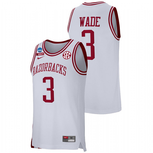 Men Arkansas Razorbacks Trey Wade Retro Basketball Jersey White