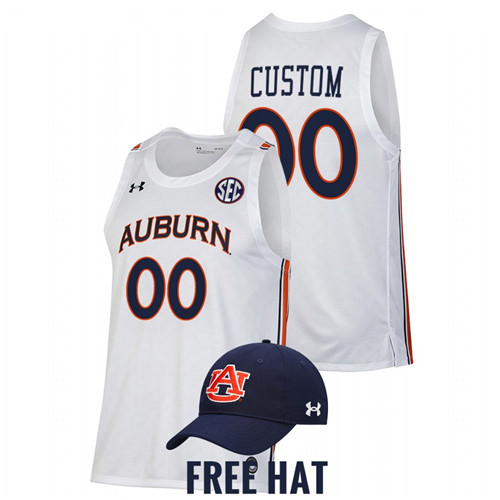 Men Auburn Tigers Custom 2021-22 Free Hat Jersey White