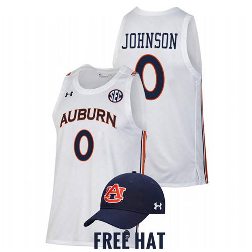 Men Auburn Tigers K.D. Johnson 2021-22 Free Hat Jersey White
