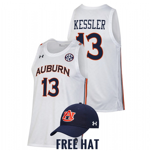 Men Auburn Tigers Walker Kessler 2021-22 Free Hat Jersey White