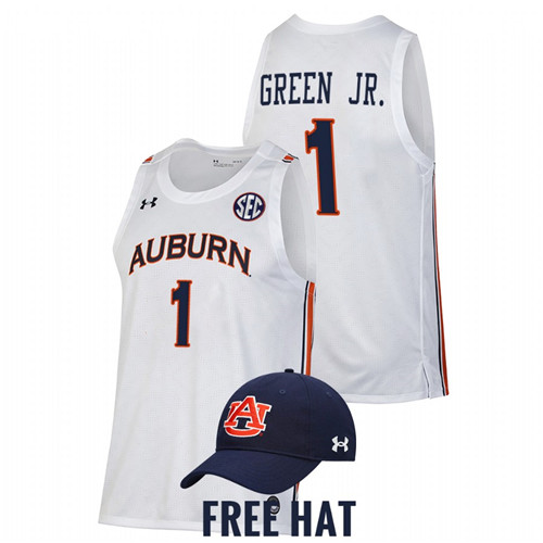 Men Auburn Tigers Wendell Green Jr. 2021-22 Free Hat Jersey White