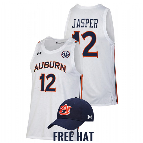 Men Auburn Tigers Zep Jasper 2021-22 Free Hat Jersey White