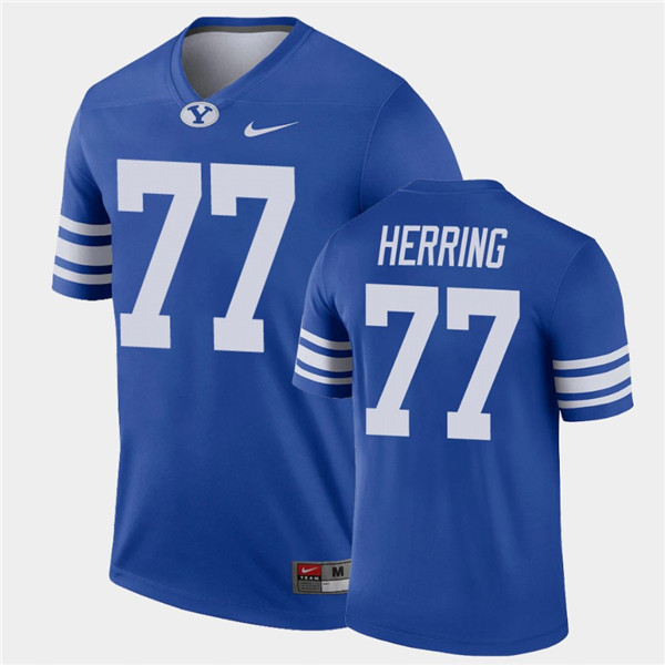 Men BYU Cougars #77 Chandon Herring Nike Royal College Football Game Jersey