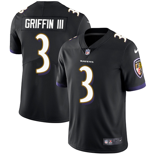 Men Baltimore Ravens #3 Robert Griffin III Vapor Untouchable Limited Black Alternate Jersey