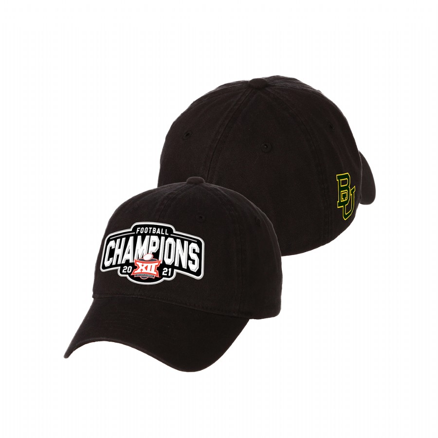 Men Baylor Bears 2021 Big 12 Football Conference Champions Black Locker Room Adjustable Hat