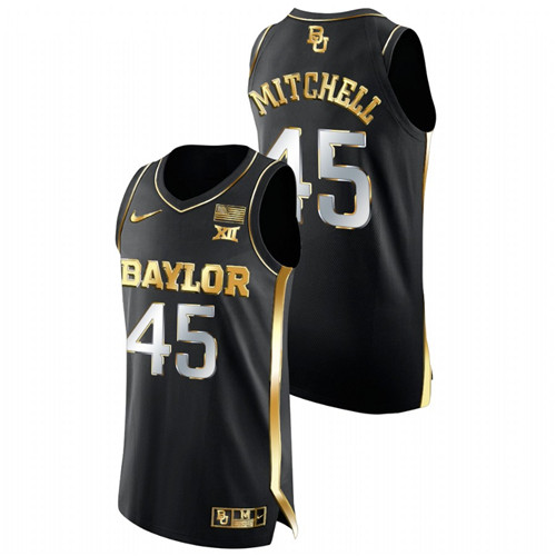 Men Baylor Bears Davion Mitchell Golden Edition College Basketball Jersey Black
