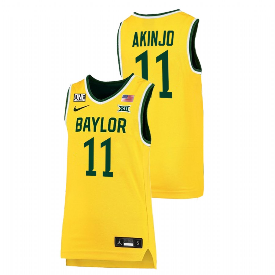 Men Baylor Bears James Akinjo 2022 Big 12 Jersey Gold