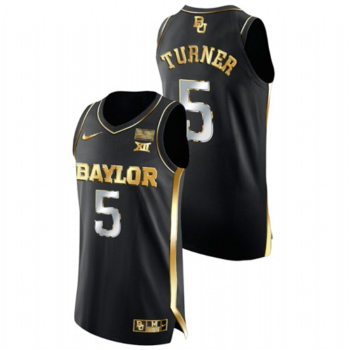Men Baylor Bears Jordan Turner Golden Edition College Basketball Jersey Black