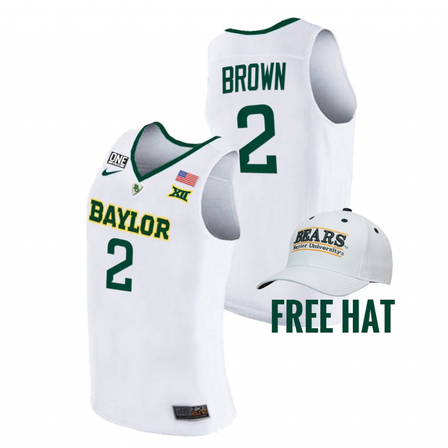 Men Baylor Bears Kendall Brown 2021-22 Replica Jersey White