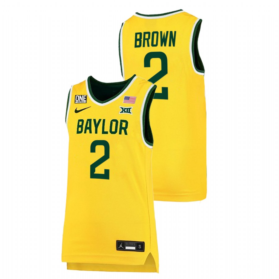 Men Baylor Bears Kendall Brown 2022 Big 12 Jersey Gold
