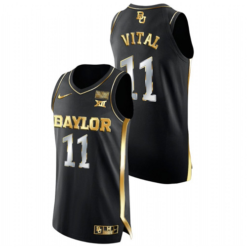 Men Baylor Bears Mark Vital Golden Edition College Basketball Jersey Black