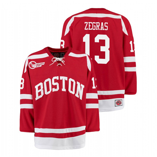 Men Boston College Eagles Trevor Zegras College Hockey Home Jersey Red