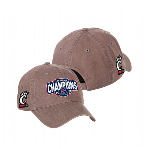 Men Cincinnati Bearcats 2021 AAC Football Conference Champions Khaki Locker Room Adjustable Hat