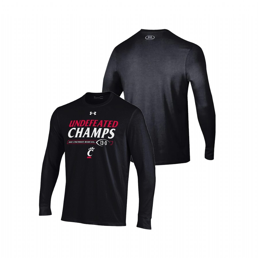 Men Cincinnati Bearcats 2021 AAC Football Conference Champions Long Sleeve T-Shirt Black