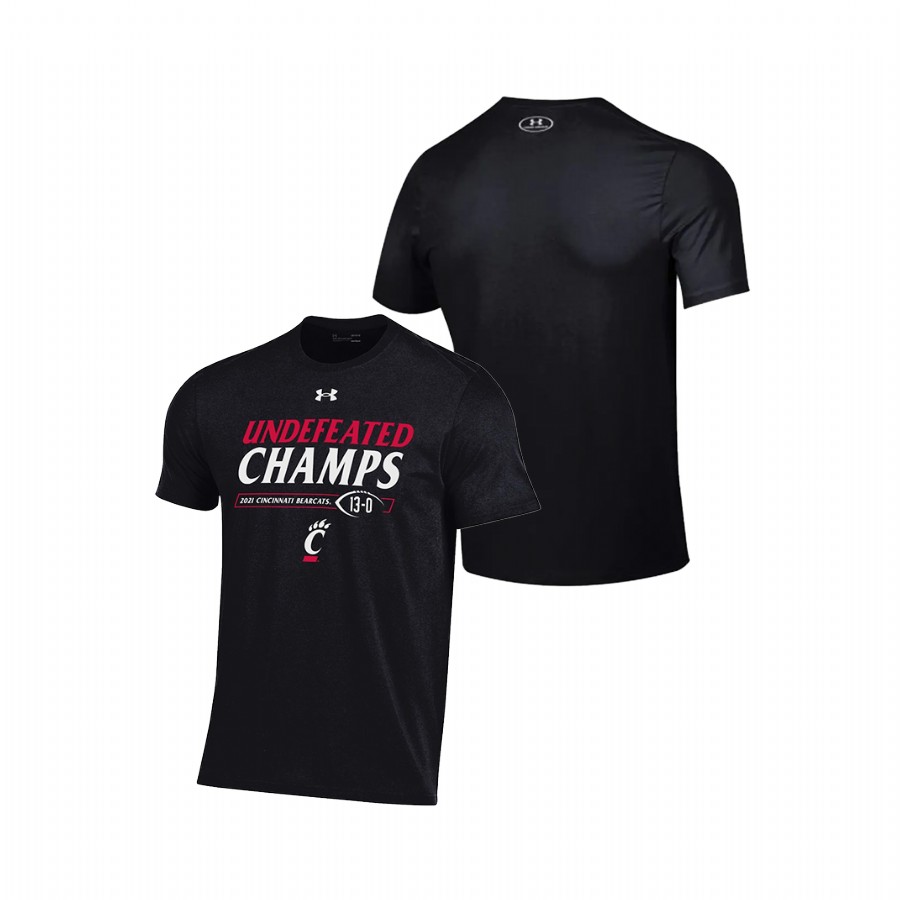 Men Cincinnati Bearcats 2021 AAC Football Conference Champions Undefeated T-Shirt Black