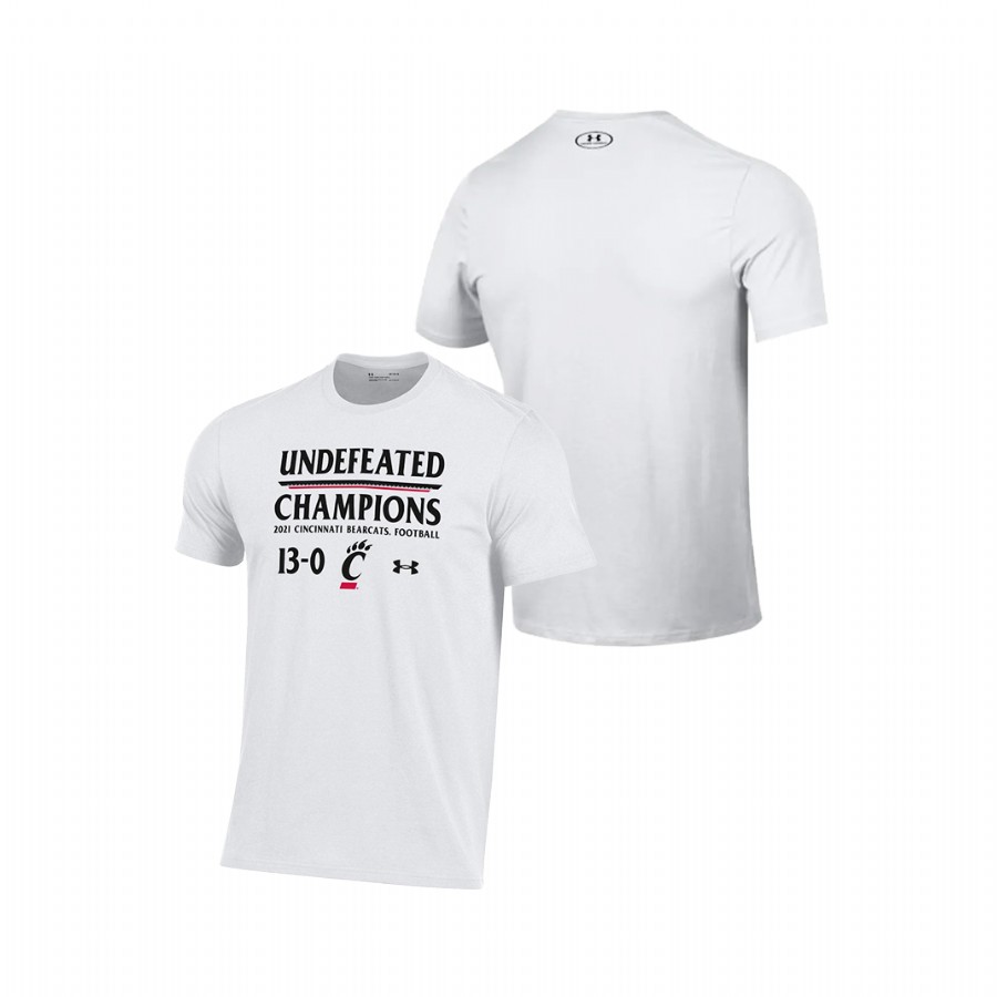 Men Cincinnati Bearcats 2021 AAC Football Conference Champions Undefeated T-Shirt White