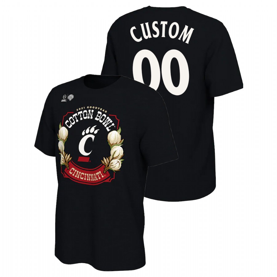 Men Cincinnati Bearcats 2021 Cotton Bowl Custom Black T-Shirt