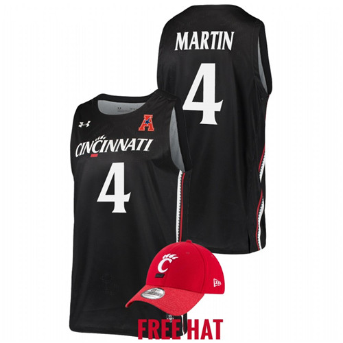 Men Cincinnati Bearcats Kenyon Martin Free Hat Jersey Black