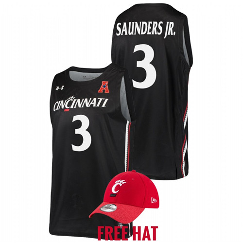 Men Cincinnati Bearcats Mike Saunders Jr. 2022 Away Jersey Black
