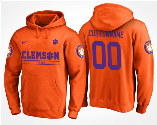 Men Clemson Tigers Orange Custom Name And Number Hoodie