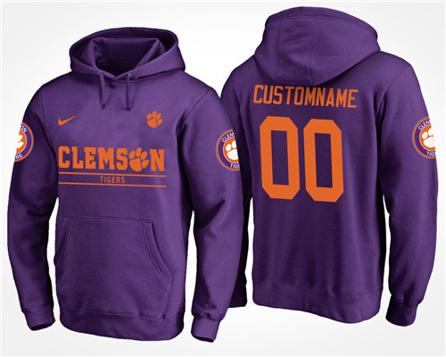 Men Clemson Tigers Purple Custom Name And Number Hoodie