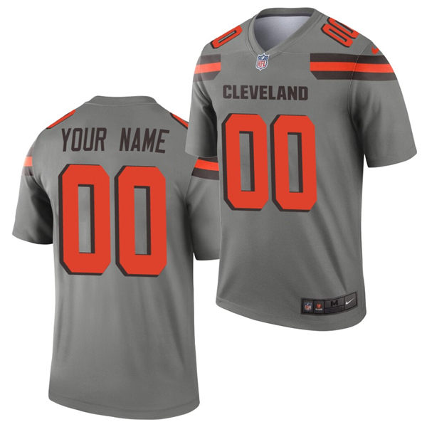 Men Cleveland Browns Custom Nike Gray Inverted Legend Jersey