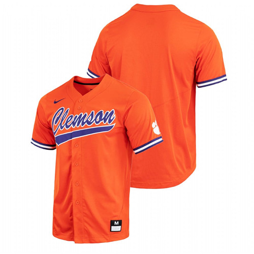 Men College Baseball Clemson Tigers Custom Replica Jersey Orange