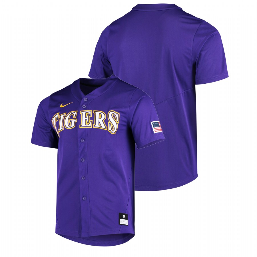 Men College Baseball LSU Tigers Custom Vapor Untouchable Elite Replica Jersey Purple