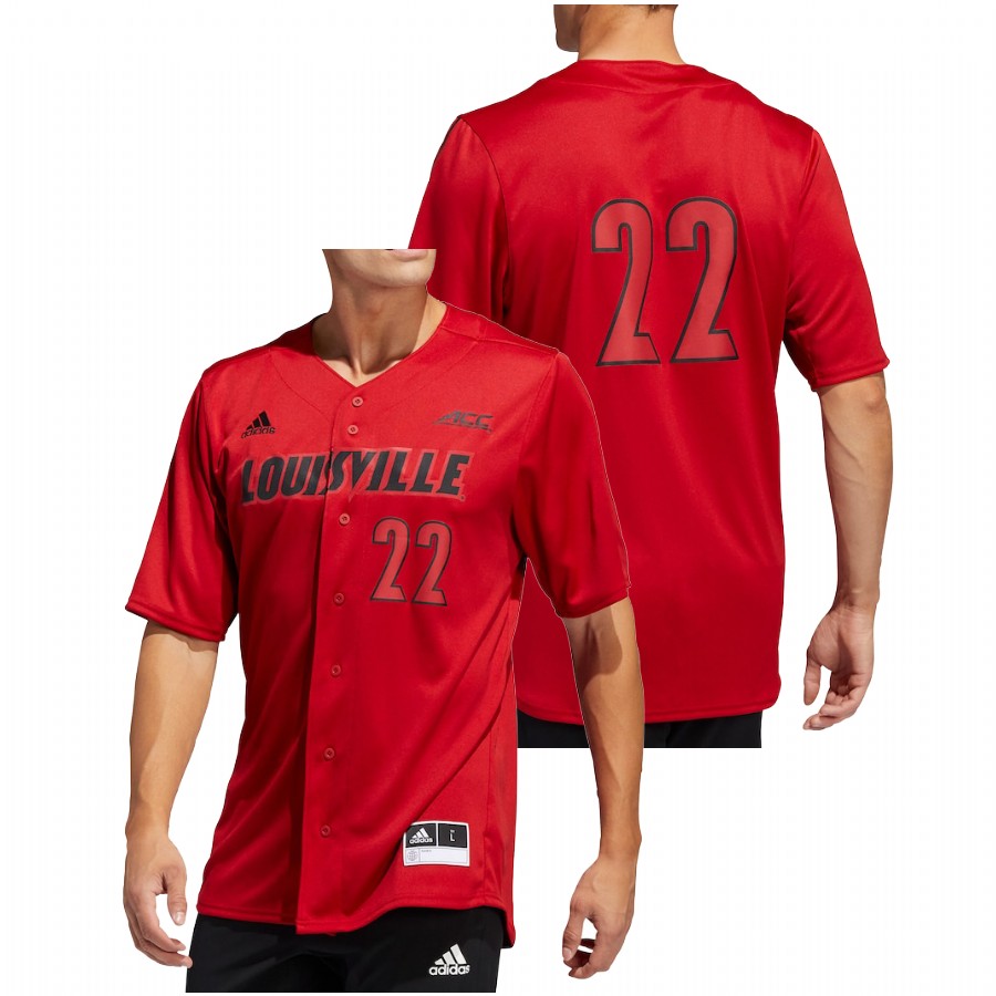 Men College Baseball Louisville Cardinals Button-Up Jersey Red
