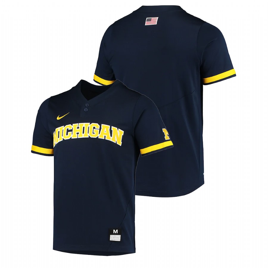 Men College Baseball Michigan Wolverines Custom Replica Jersey Navy 