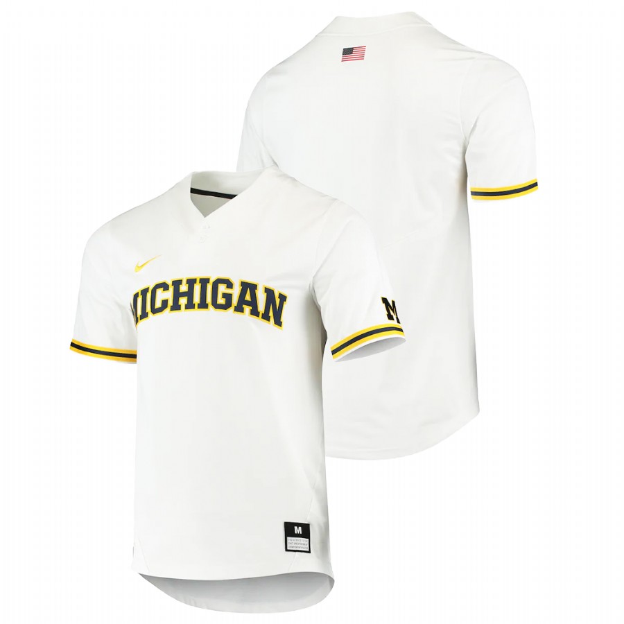 Men College Baseball Michigan Wolverines Custom Replica Jersey White 