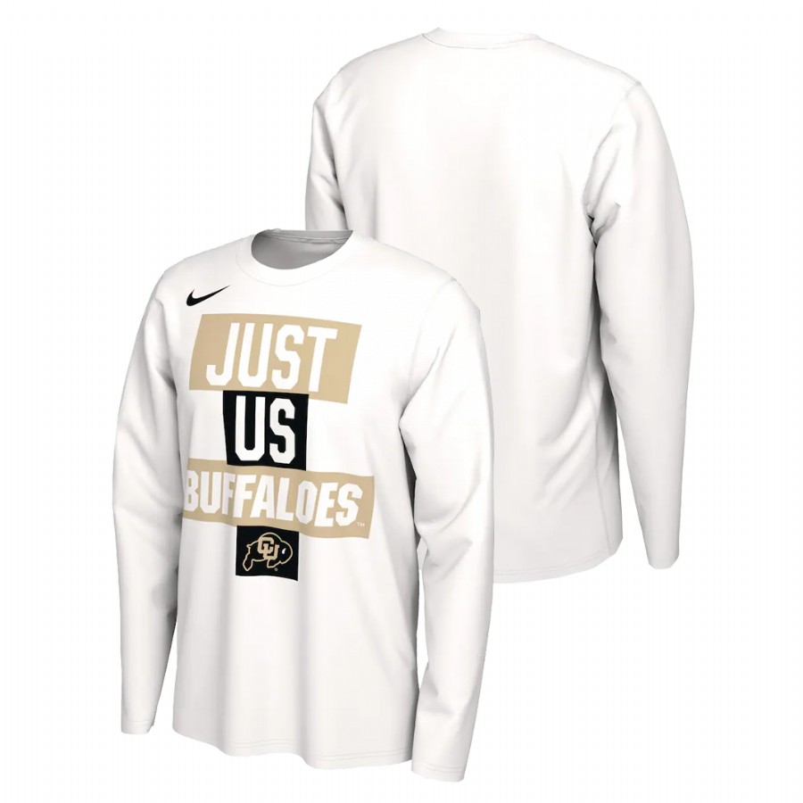 Men Colorado Buffaloes 2021 Postseason Basketball JUST US Bench Long Sleeve T-Shirt White