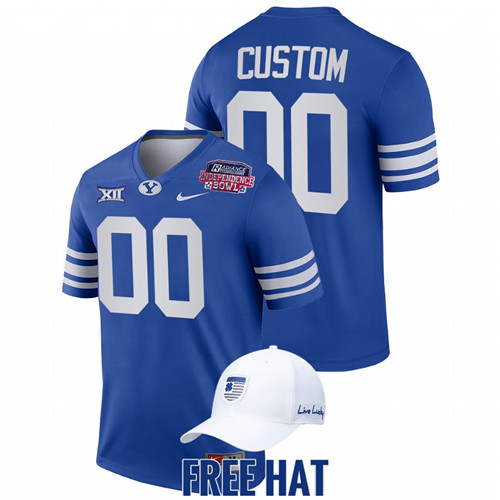 Men Custom 2021 Independence Bowl BYU Cougars Jersey Royal CFP
