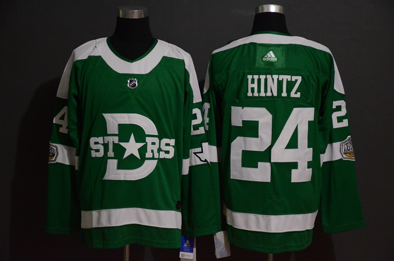 Men Dallas Stars #24 Roope Hintz Adidas Green 2019-20 Winter Classic Jersey Stitched