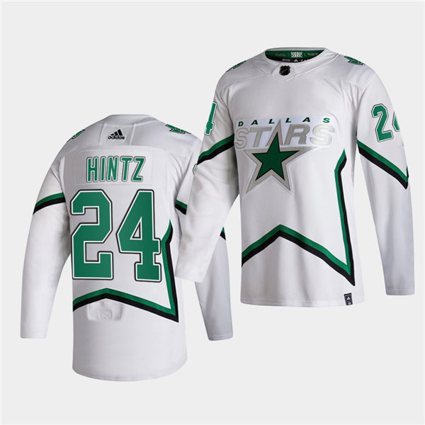 Men Dallas Stars #24 Roope Hintz adidas White 2021 Reverse Retro Jersey Stitched