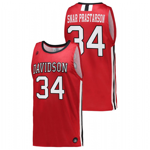 Men Davidson Wildcats Styrmir Snar prastarson 2022 Jersey Red