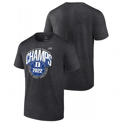 Men Duke Blue Devils 2022 ACC Men's Basketball Regular Season Champions T-Shirt Charcoal