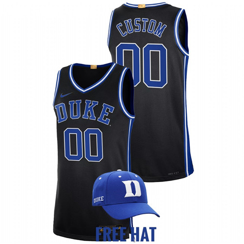 Men Duke Blue Devils Custom 2021-22 Free Hat Jersey Black