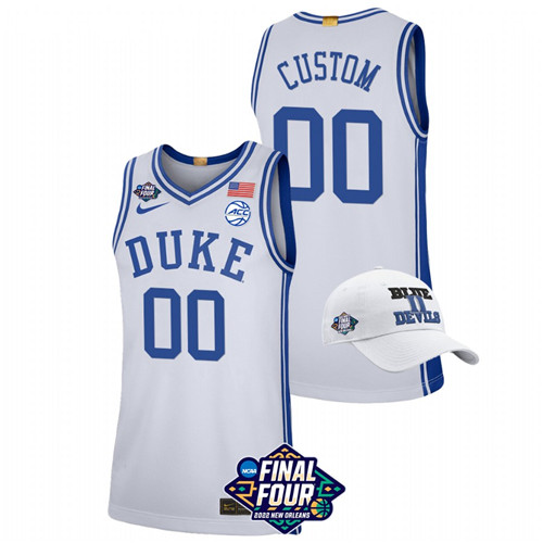 Men Duke Blue Devils Custom Free Hat Jersey White