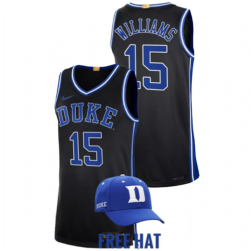 Men Duke Blue Devils Mark Williams 2021-22 Free Hat Jersey Black